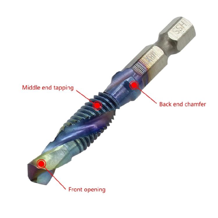 Thread Tap 6Pcs Tap Drill Bit Set Metric Hex Shank Screw Tap Tool Set 1/4" Hex