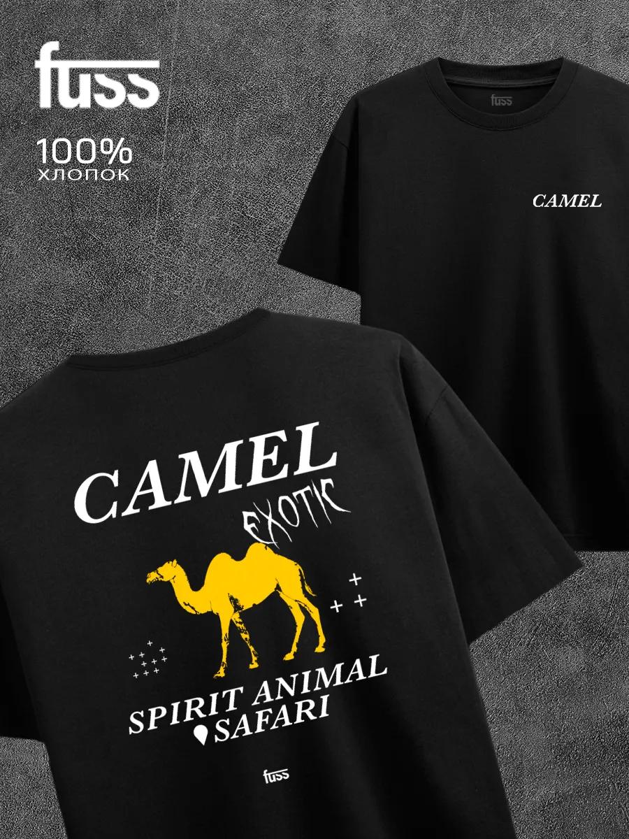 Black Y2K T-shirt with Camel print L