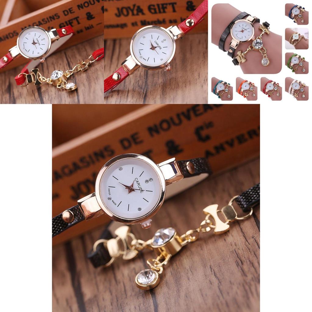 Fashionable Angel Pendant Bracelet Watch For Women With Sparkling Rhinestones And Pu Strap
