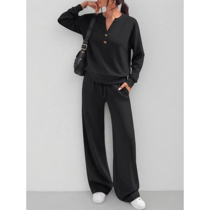 IHUASU Women's Fashion Casual Long Sleeve V Neck Pants Suits