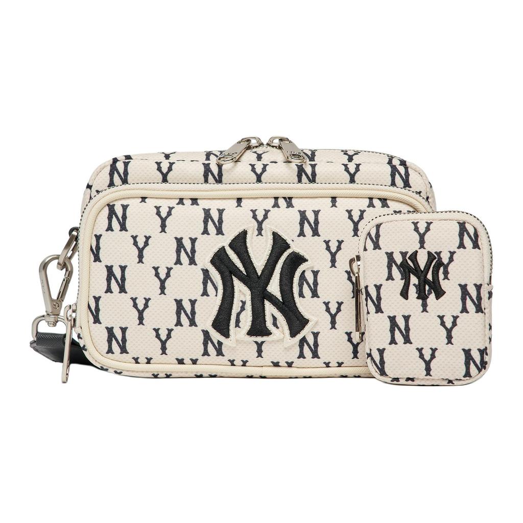 New MLB Monogram Collection Polyester Shoulder Bag, Crossbody Bag Mini Unisex Black White 3ACRS012N-50CRD