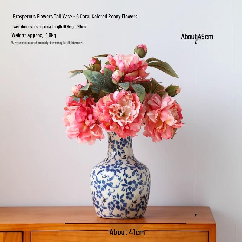 Chinese Blue and White Porcelain Ceramic Vase for Home Decor