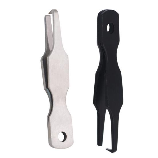 Ringöffner aus Edelstahl mit Perlenkette, tragbares Werkzeug zum Öffnen von Ringen mit Doppelschlaufe, Angelzubehör für den Außenbereich