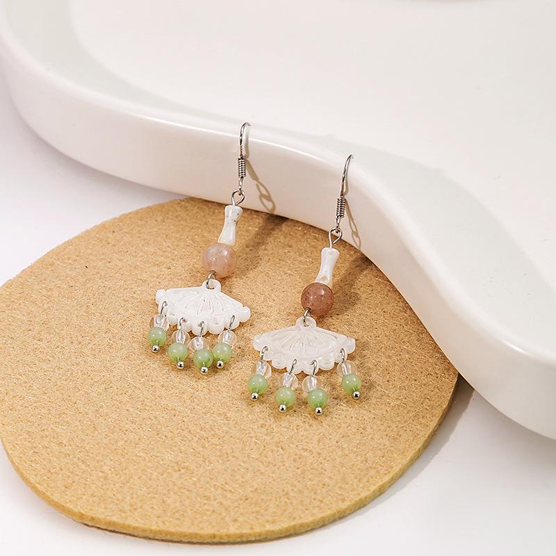 BLINGBAY Women's New Chinese Style Imitation Pearl Earrings Chinese Style Butterfly Drop-shaped Tassel Earrings Simple Hanfu Accessories Retro Jewelry
