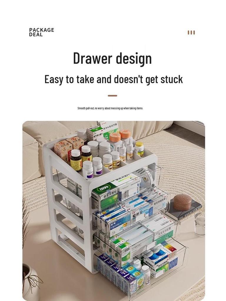 Large Capacity Family Medicine Storage Organizer Drawer Type Cabinet