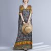 Dimanaf 2024 Plus Size Dress Women Summer V-Neck Sundress Bohemian Floral Print Loose Big Oversize Maxi Dress 5130
