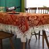 Luxury Tassel Red Tablecloth Chinese Embroidered Dining Coffee Table Cover for Wedding Party Rectangular Table Cloth Decoration