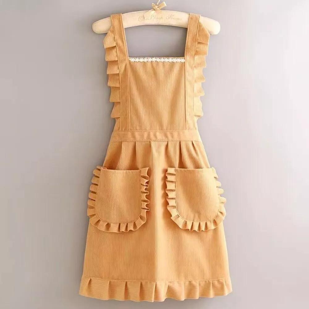 1Pcs Cute Korean Style Apron Female Nail Shop Kitchen Coffee Overalls Home Cooking Cleaning Sleeveless Apron