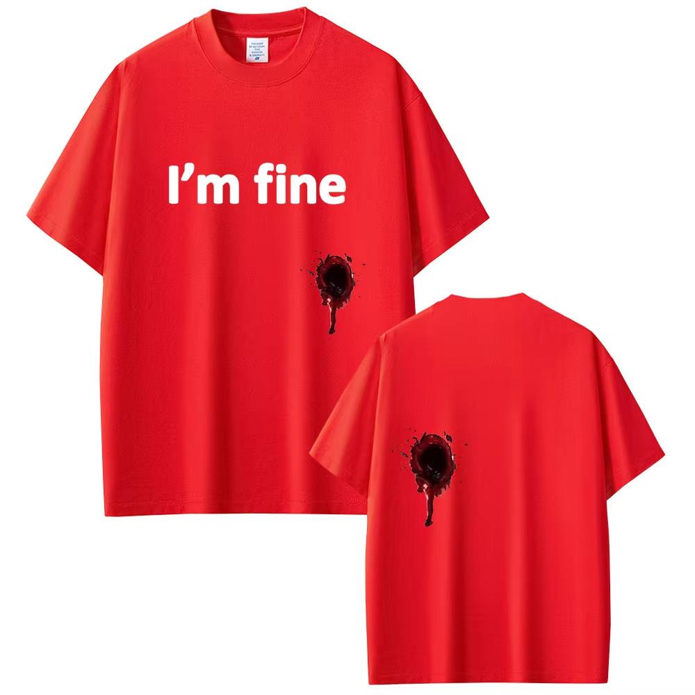 Im Fine Funny Printed T Shirts Men Fashion Casual Crewneck Tshirt Male Minimalist Cartoon Graphic Shortsleeved top Unisex