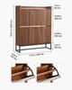 Shoe Cabinet with 2 Flip Drawers, Mid-Century Shoes Storage Cabinet with Anti-Tipping Device, Freestanding Fluted Shoe Organizer, Ideal for Entrance,
