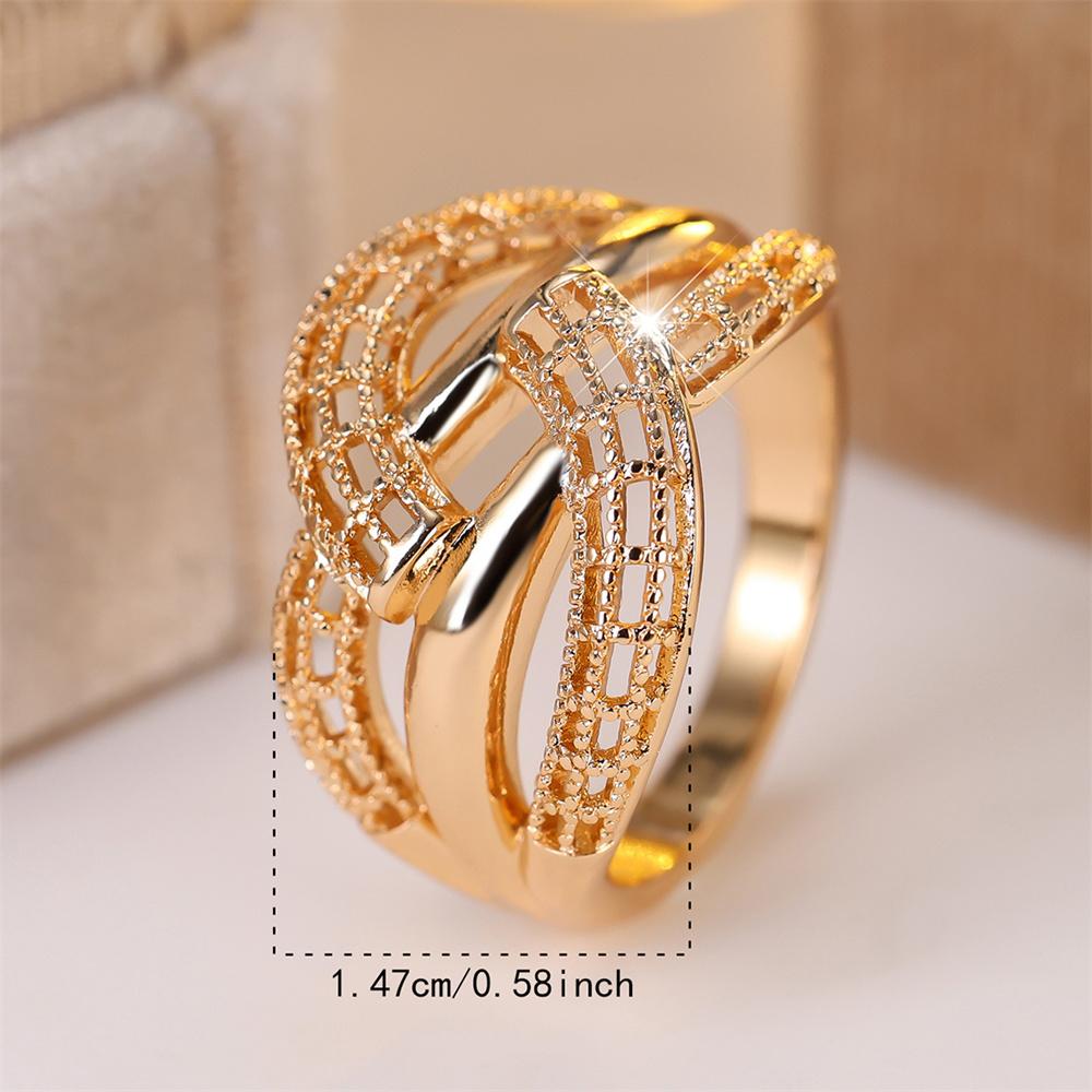 Antique Hollow Geometric Metal Rings For Women Men Vintage Trendy Gold Color Ring Wedding Jewelry Mother's Day Gifts