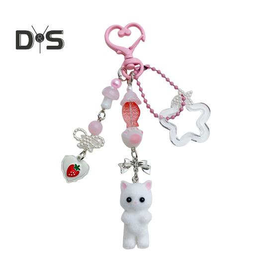 

Брелок мультфильм плюшевый кот цветок рыба бант декор сумка на плечо школьная сумка украшение подвеска на день рождения подарок на день святого валентина розовый