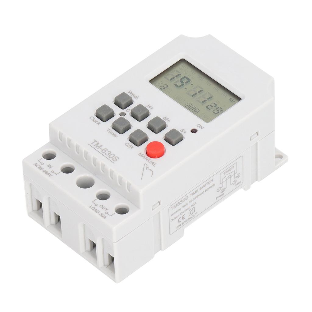 Second Setting Digital Timer Switch ABS 7 Day Programmable Memory Backup Timing Switch AC85?265V