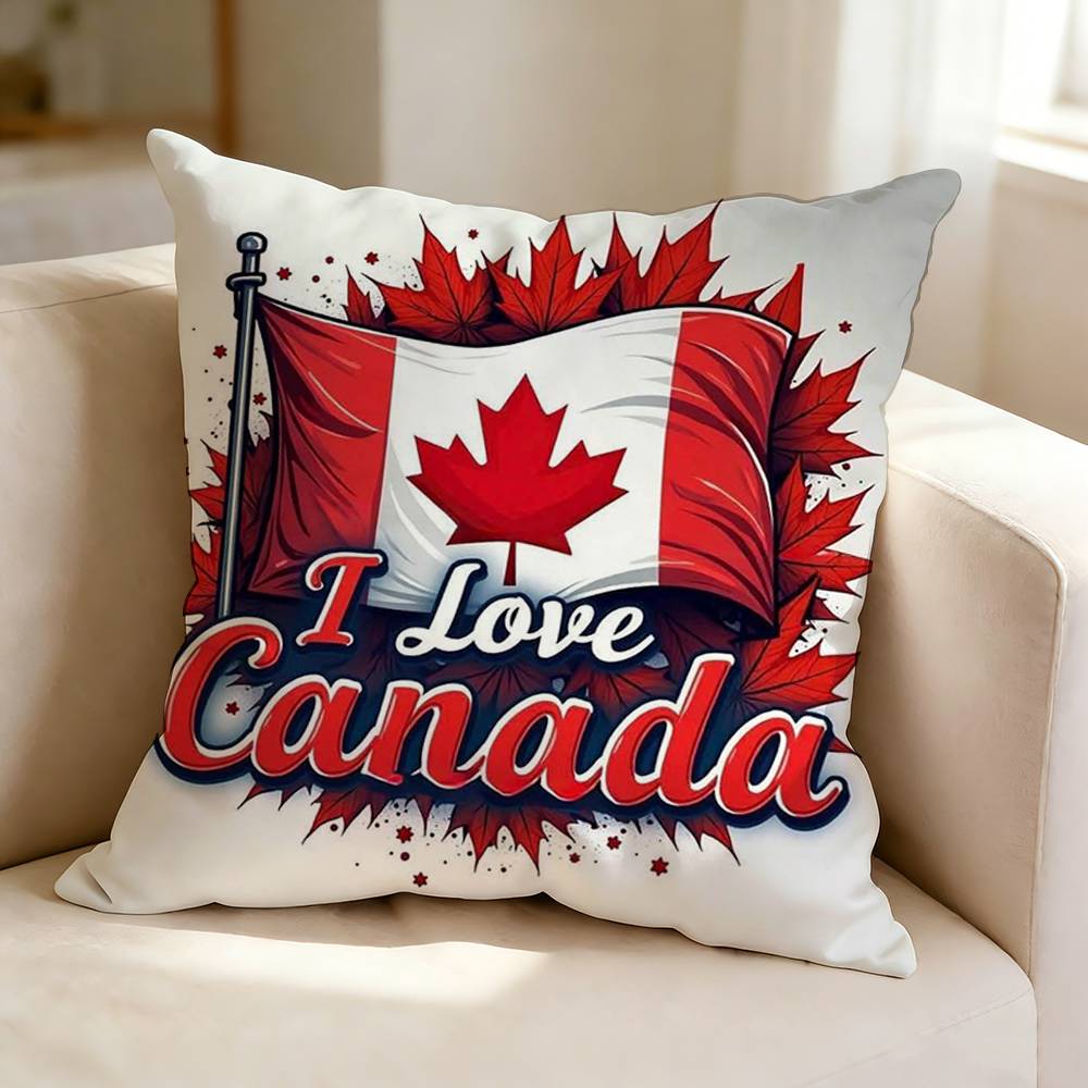 Cool Flag of CCanada Square DoubleSided Printed Pillow Case Bedroom Bedside Pillow Sofa Cushion Cover