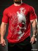 Street Style Koszulka z nadrukiem czaszki 3D Letnia Codzienna Spersonalizowana Hip Hop Okrągły dekolt Góra Męska Codzienna Moda Fitness Krótki rękaw Odzież męska