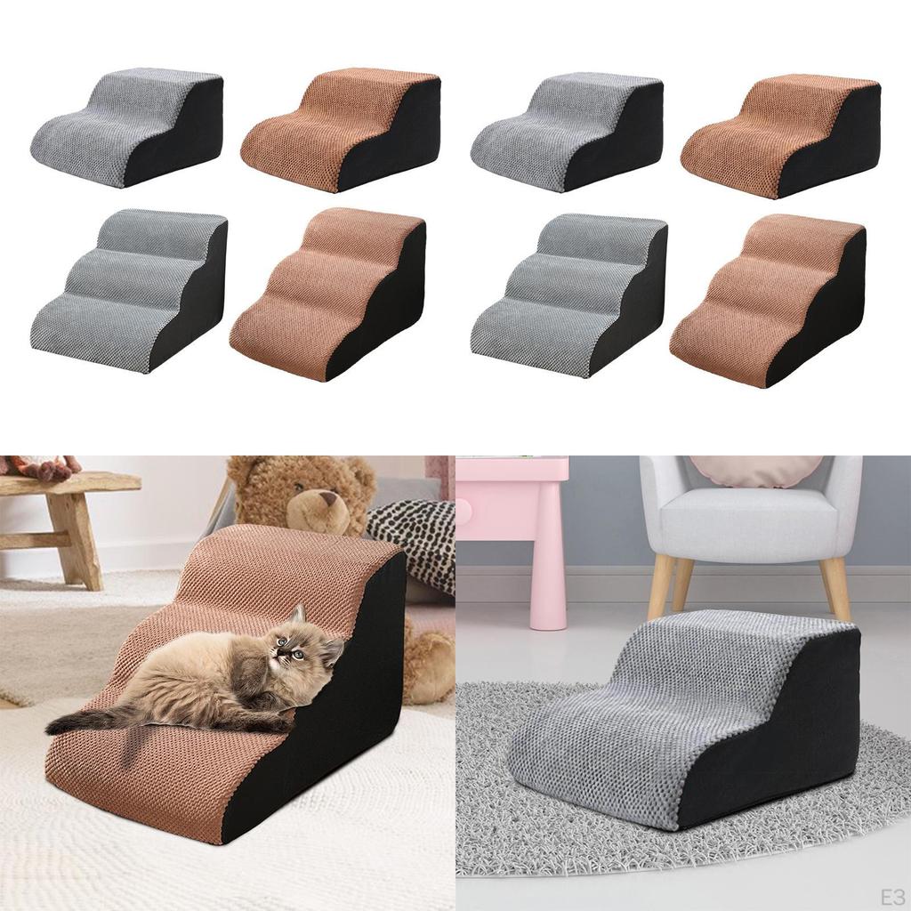 Pet Stairs for High Beds Gentle Slope Shape Portable Multipurpose Ladder 20D 2 Step Gray