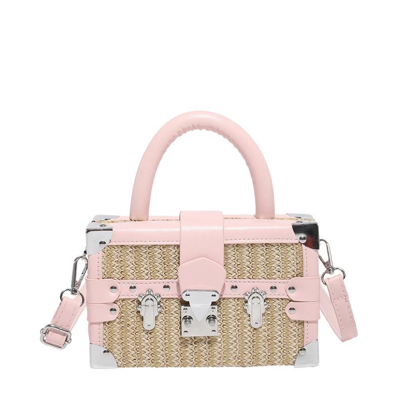 

2025 Fashion Rivet Woven Straw Handbag - Versatile Trendy Shoulder & Crossbody Beach Bag