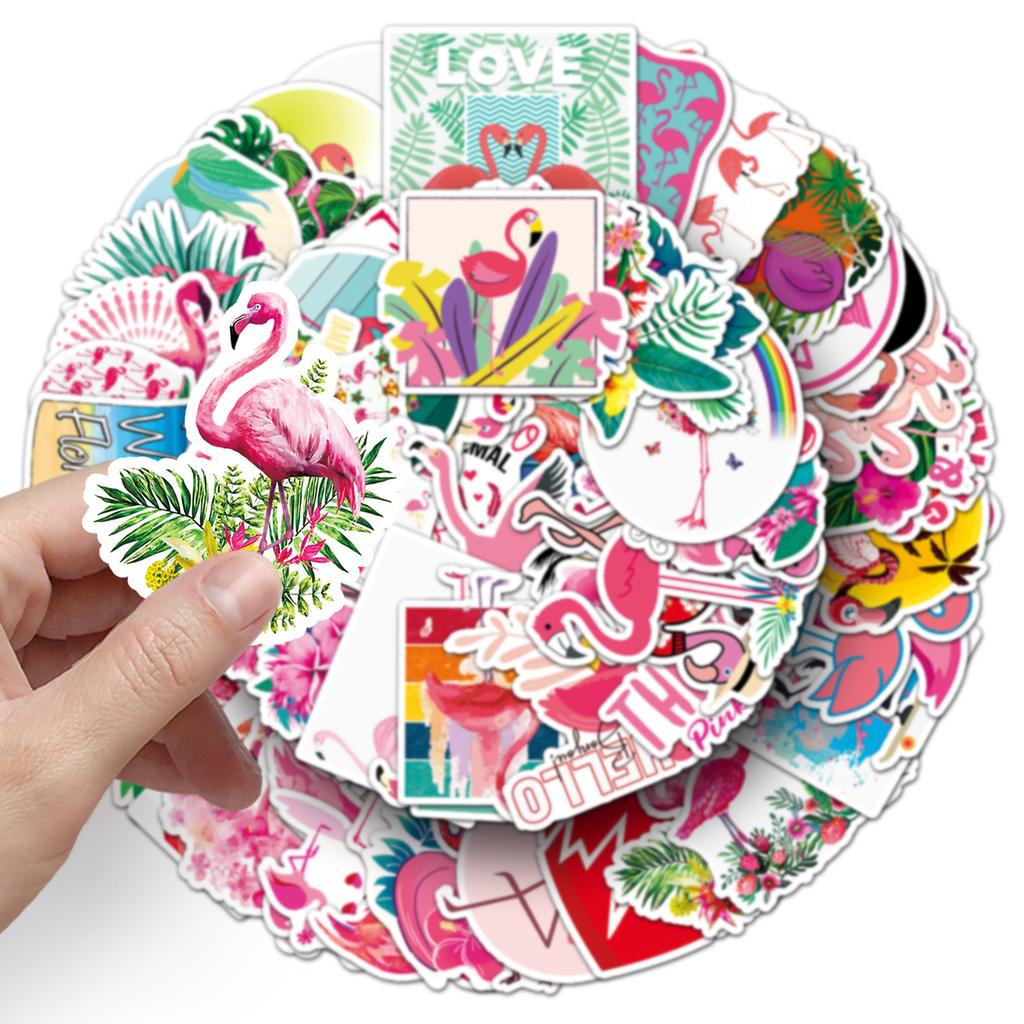 50 Flamingo Doodle Persönlichkeit Cartoon Niedliche Tiere Kinder DIY Koffer Handy Wasserbecher Autoaufkleber