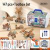 HANDUNYOU 147-Piece Kids' Dual Electric Drill Toy Set