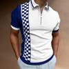 Men's summer new printed lapel polo shirt men's short-sleeved men's colourful casual tight tops