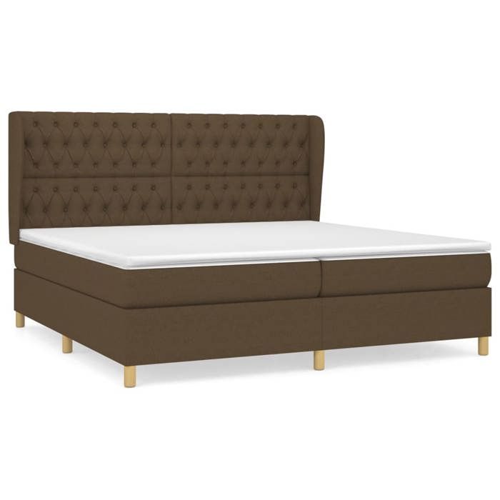 Sommier à lattes avec matelas - Marron foncé - 200x200 cm - 2 places - Ressorts ensachés