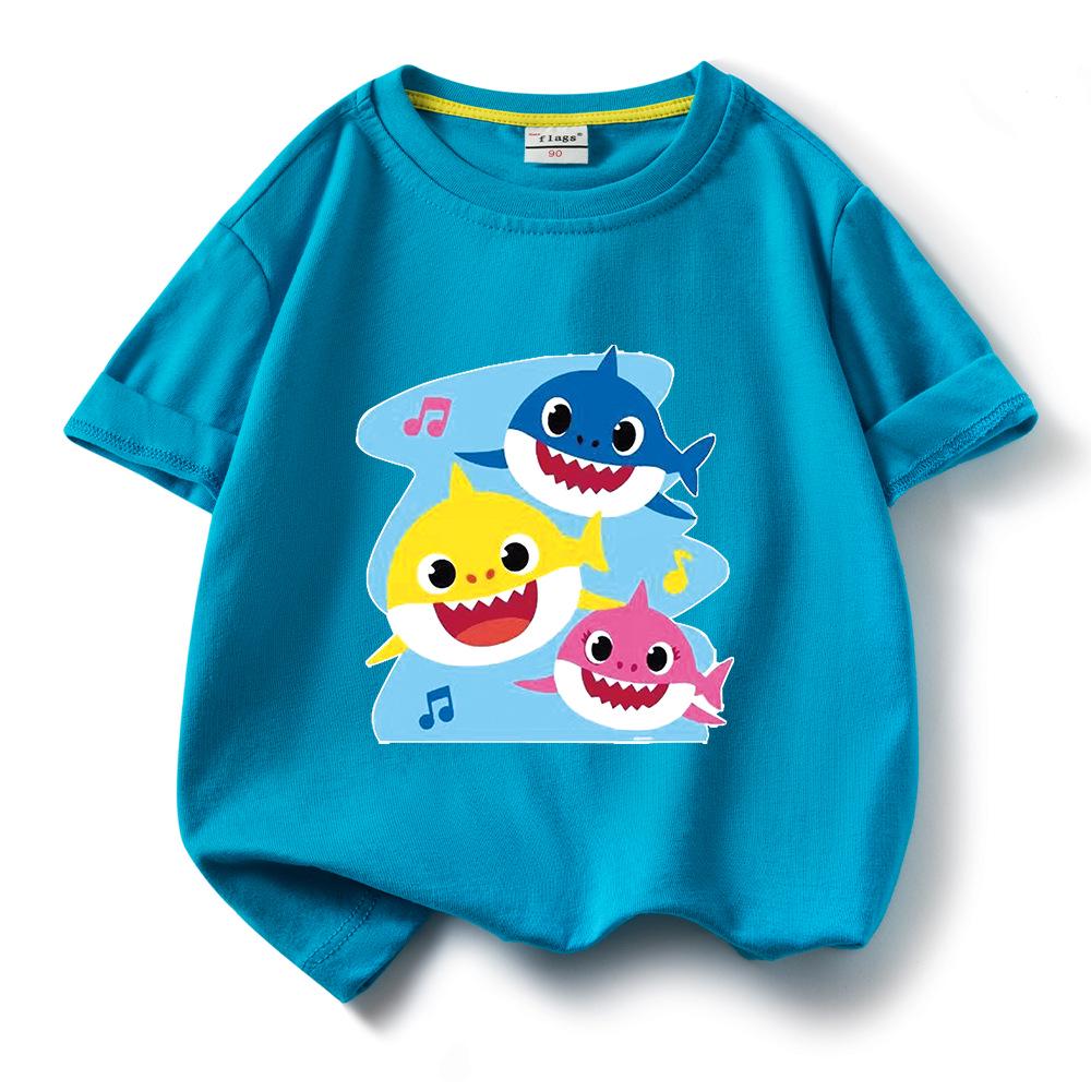 2024 Baby Shark Pure Cotton Short-Sleeve T-Shirt for Kids – Boys' and Girls' Summer Wear
