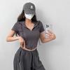 French Spice Girl Short Hooded Short Sleeve T-Shirt Women's Cardigan Summer Thin Slim Skinny Niche Women's Top