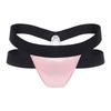 LittleForBig Men's Adult Panties, Double Strap T-Back, Unisex Shapewear, Smooth, Pink, Size S