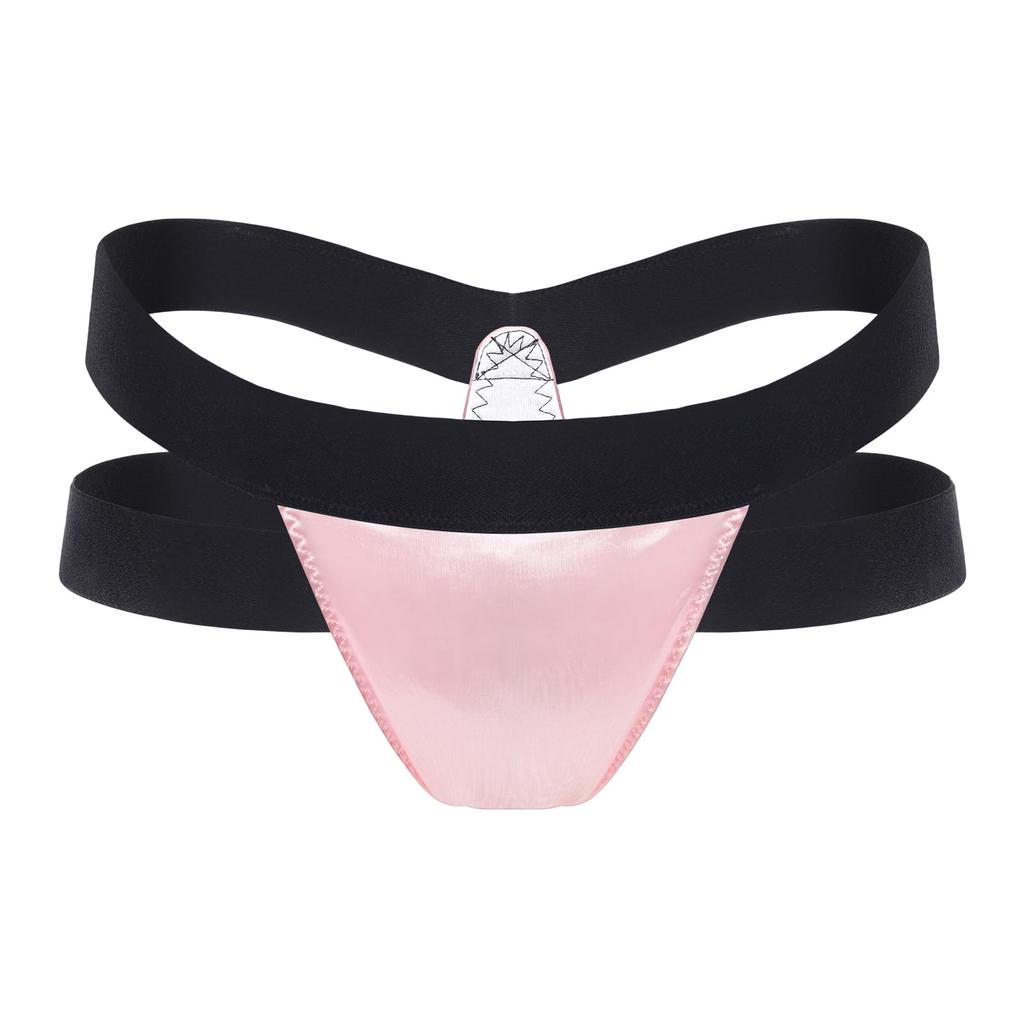 LittleForBig Men's Adult Panties, Double Strap T-Back, Unisex Shapewear, Smooth, Pink, Size S