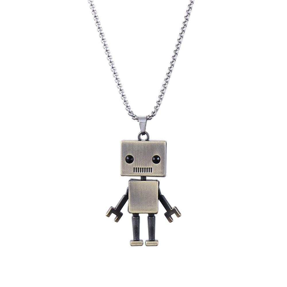 Trendy Retro Punk Hip Hop Unisex Stainless Steel Robot Necklace Man Necklace Birthday Present Metal Pendant Choker