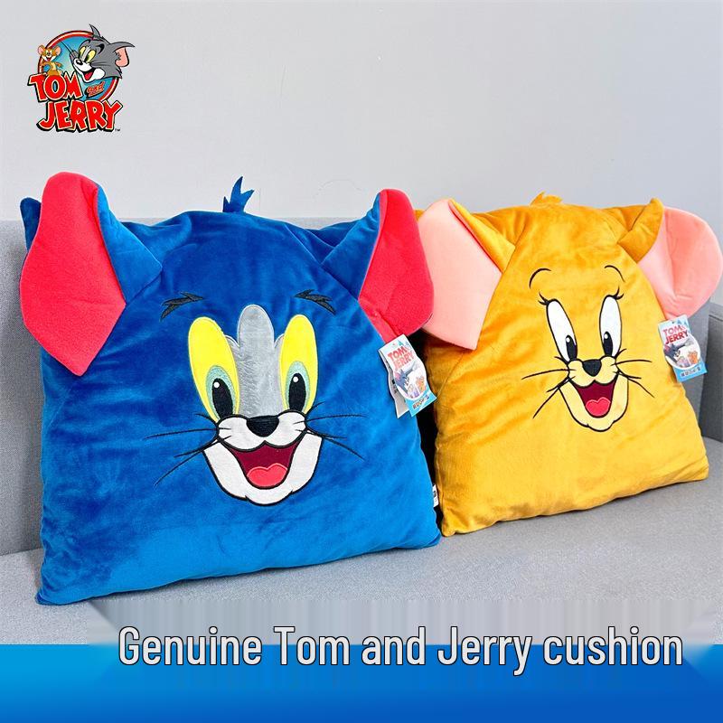 Tom and Jerry Plush Nap Pillow: Cute Cartoon Tom Cat & Jerry Mouse Cushion for Kids