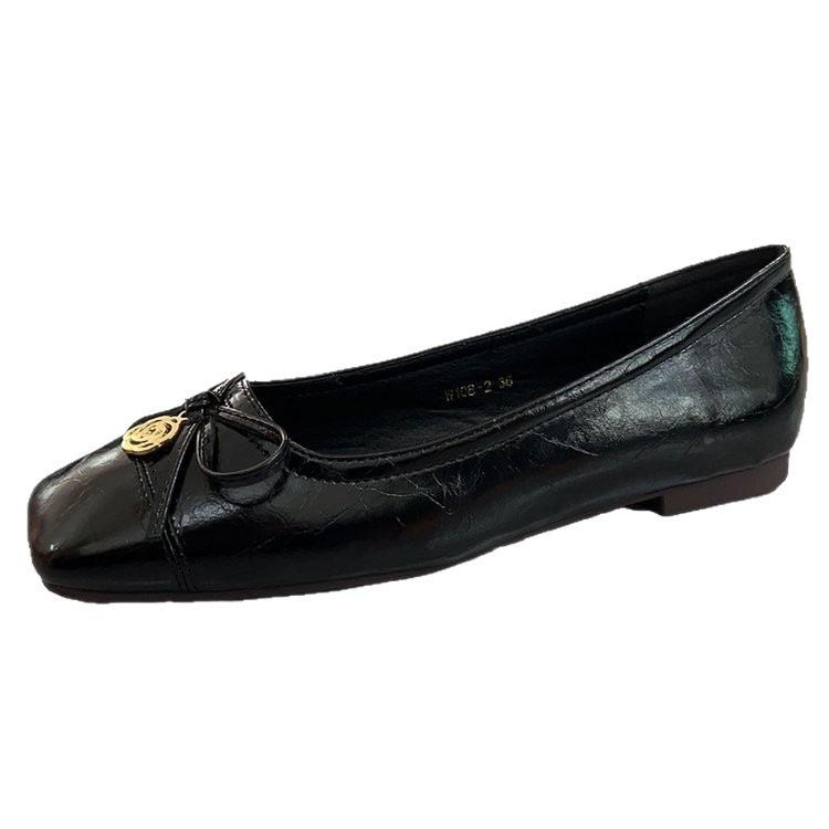 French small single shoes new square head shallow mouth flat shoes small fragrant soft sole Mary Jane shoes