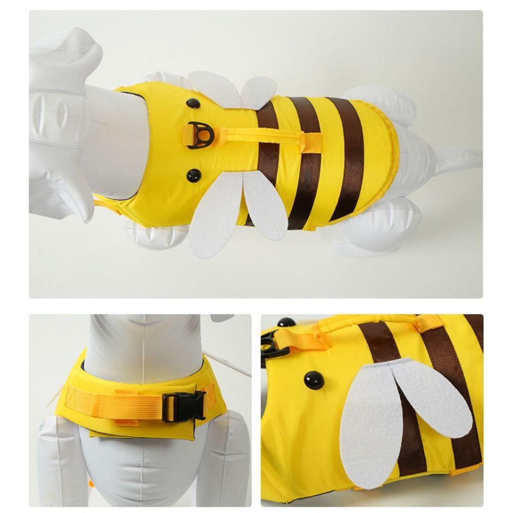 Breathable Dog Swimming Clothes Little Bee Pet Life Vest Harness Summer Swimwear Clothes  Summer