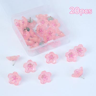 10/20/30Pcs 3D Board Push Pin Creative Pink Flower Push Pins Sakura Pushpins  Corkboard