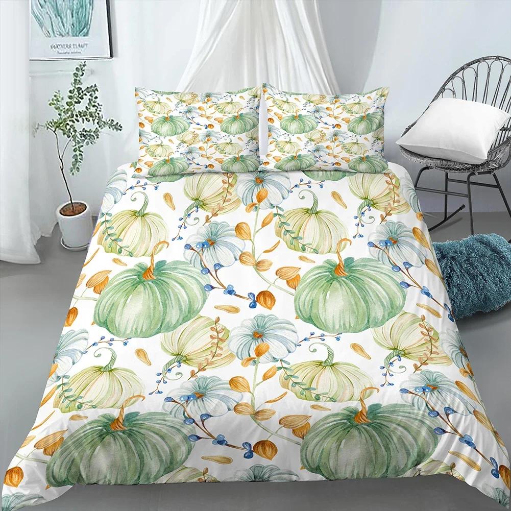 Happy Halloween King Queen Duvet Cover Orange Pumpkin Bedding Set Kids Teens Adults Bats Horror Festival Polyester Quilt Cover