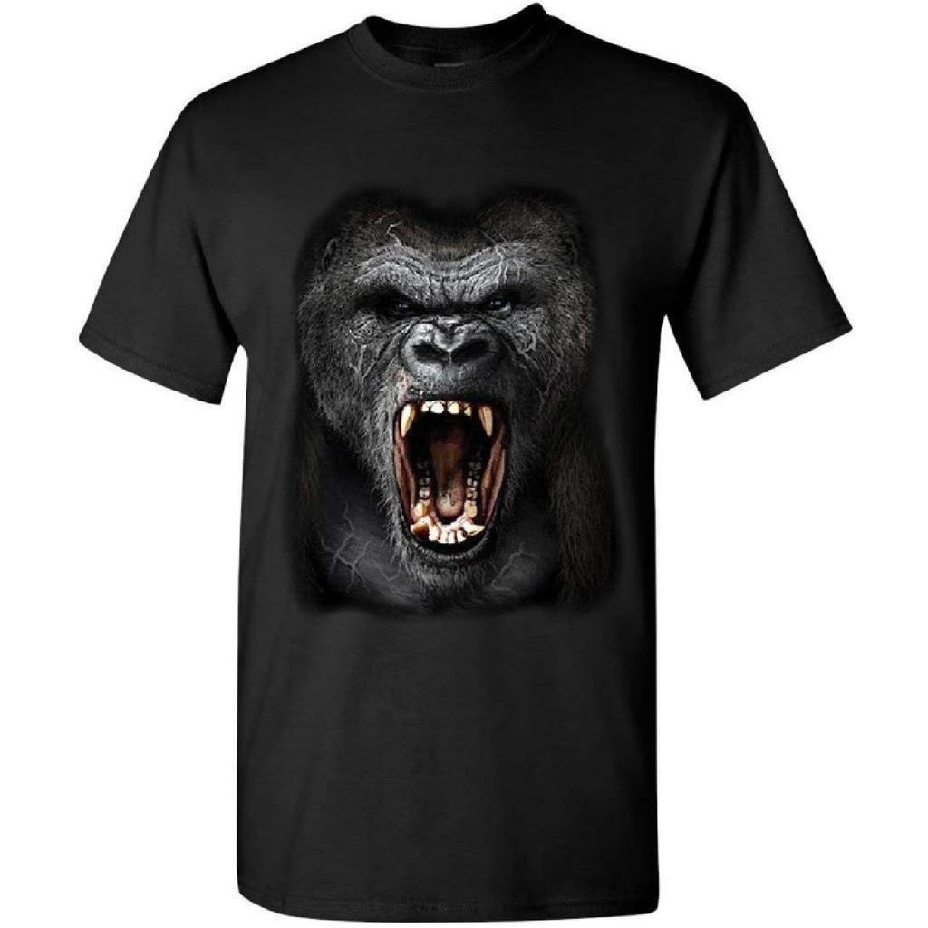 Angry Gorilla Roar T-Shirt Wild Africa Silverback Great Ape Mens Tee Shirt