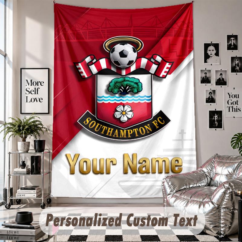 Wall Hanging Tapestry With Custom Name & Text, Southampton FC Decorative Tapestry For Bedroom