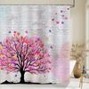 Nordic Forest Tree printing Shower Curtain, Plant leaves pattern Waterproof Fabric Machine Washable for Bathroom Bathtub Decor