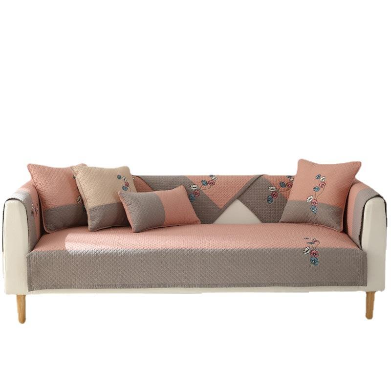 Four Seasons Universal Cotton Embroidery Flower Color Matching Sofa Cushion Modern Simple Non-slip Sofa Cushion Towel