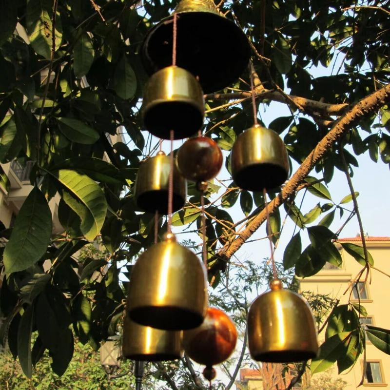 Grandi campanelli eolici portafortuna da esterno per buona fortuna, decorazione da appendere in giardino, regalo di rame