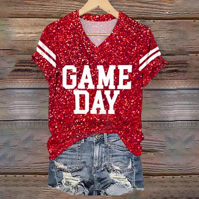 T-shirt alla Moda a Maniche Corte Designer Tendenza Abbigliamento Donna Top Estivi Scollo a V T-shirt da Donna Pullover Casual Largo