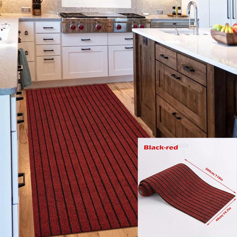 

DIY Solid Color Striped Kitchen Door Mat Floor Mat Room Decoration Self-adhesive Non-slip Carpet Home Decor Hallway Rug Entrance 40cmX3m