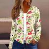 Women's Fashion Christmas Print Casual Zip-Up Long-Sleeved Hooded Jacket