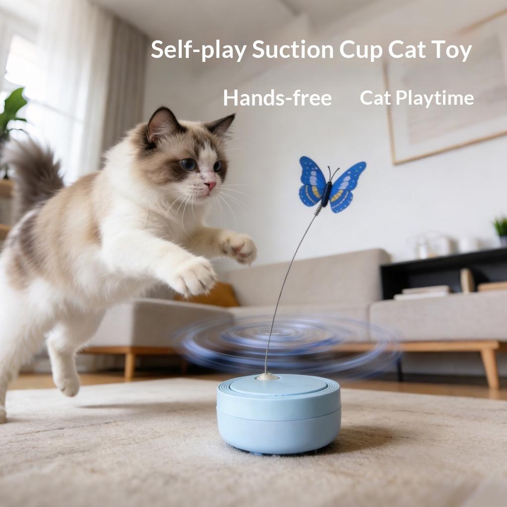 Intelligent Rotating Butterfly Cat Teaser Toy, Realistic Butterfly Automatic Spinning Cat Wand