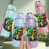 1PC Colorful Graffiti Number Sixty Seven Print 750ml Color Plastic Sports Water Bottle Leakproof Flip Straw Lid Suitable for Sports Office Home Use