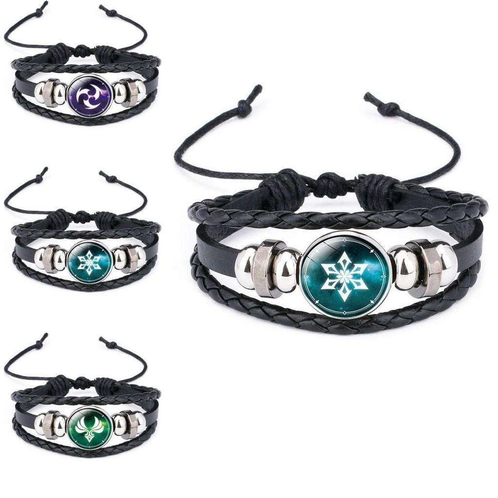 Bracelet Lumineux Genshin Impact avec Bracelet Réglable en Cuir PU pour Briller la Nuit