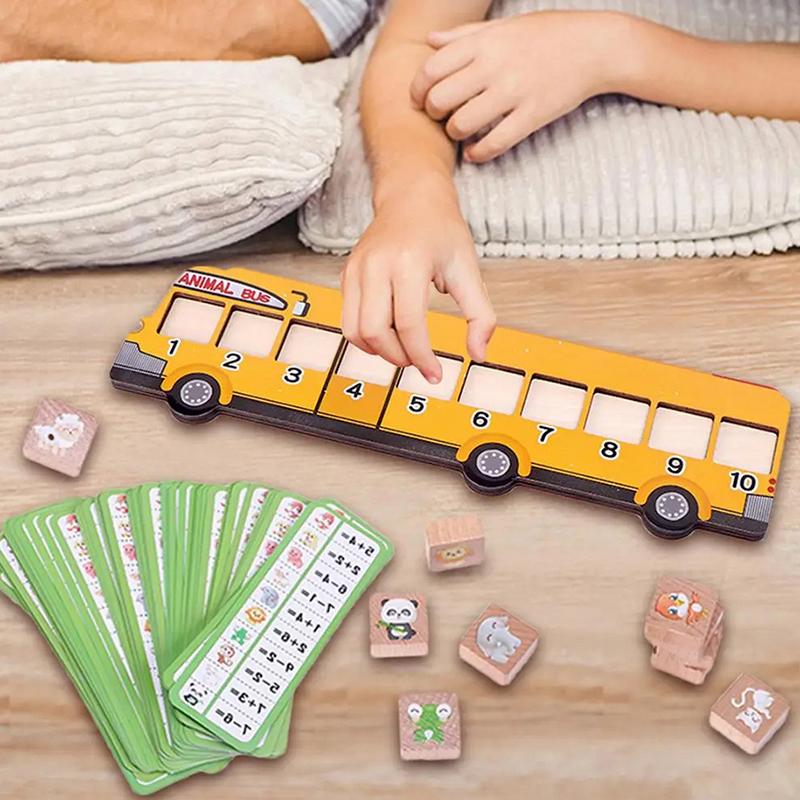 

Математическая игра Математические манипулятивы Игры на сопоставление Деревянная игрушка-автобус с цифрами и животными Математическая логика Тренировочная игрушка Дошкольное обучение 1 Set