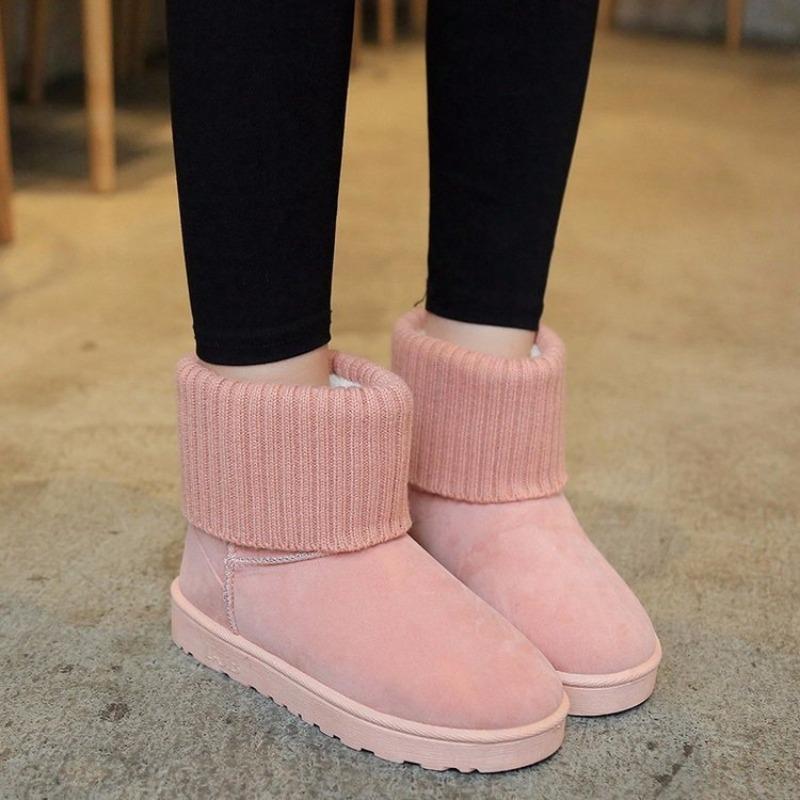 Winter Imitation Matte New Wool Mouth Snow Boots Women's Short Boots Student Velvet Flat Bottom Short Cotton Shoes Women's European and American Tide