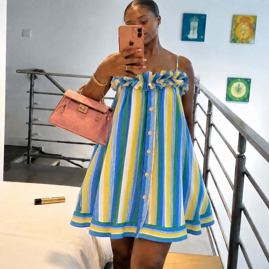 2026 summer new European and American cross-border striped suspender dress vacation style loose fashion women s clothing S