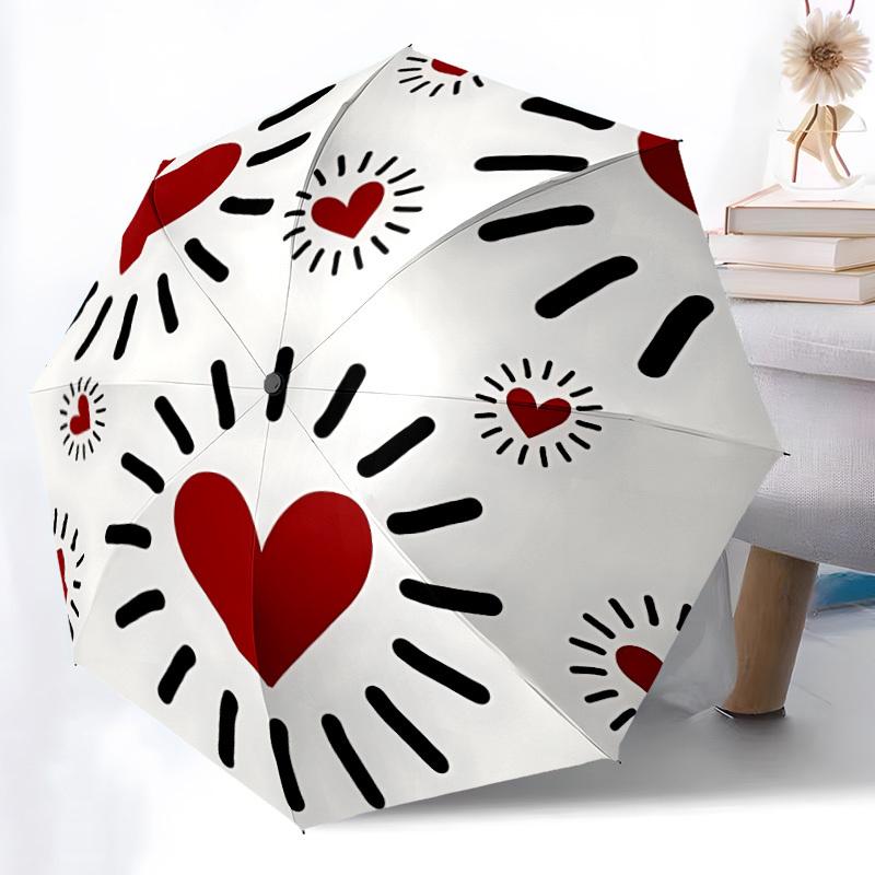 1pc Love Hearts Automatic Open/Close Umbrella Compact Folding Umbrella, All-Season Portable Umbrella for Women/Men F1124354
